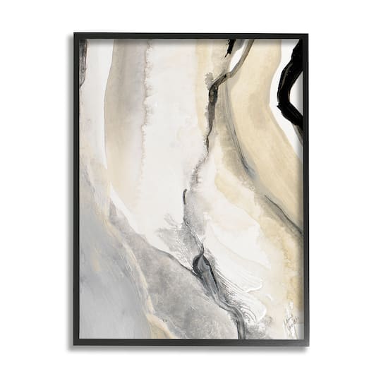 Stupell Industries Abstract Paint Strokes Fluid Beige Movement Framed Wall Art